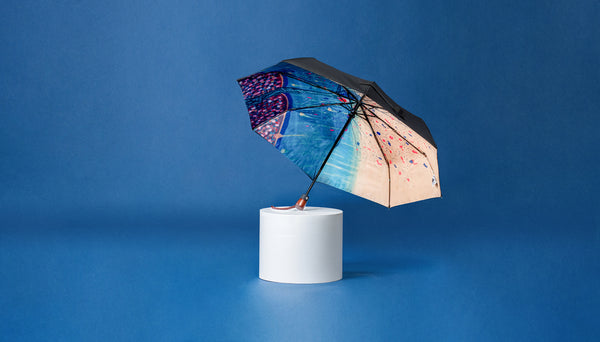 Premium Art Umbrella from Sweden / Design paraply från Stockholm / online product available / free delivery / GOLDEN TREE - compact Art Umbrella, present box - zontjkdesign